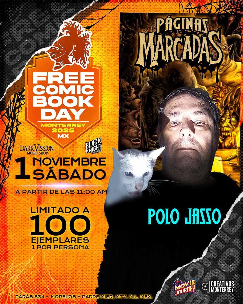 tributorama's tweet image. No Faltes !! Los esperamos en la tienda .... ¡¡¡𝑪𝑶𝑴𝑰𝑪𝑺 𝑮𝑹𝑨𝑻𝑰𝑺 𝑷𝑨𝑹𝑨 𝑻𝑶𝑫𝑶𝑺! 

🗓️Sabado 1 de Noviembre
🕚11.00 am a 2.00 pm 
📍 @dvmusicshop ~ Parás 834 entre Morelos y Padre Mier, Zona Centro Monterrey, N.L. CP 64000

Enlace del evento:
facebook.com/events/s/free-…