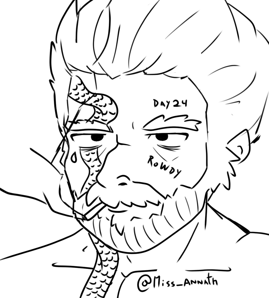 Miss_Annath's tweet photo. #inktoberday24 Rowdy

Lil sketch of a rowdy boy, he kinda looks like my dad, don't read into that.

#inktober_perfectchallenge2025 #Inktober2025 #Inktober #inktober2025rowdy #artmoots #artmoot #antiai #noAI #Drawtober #drawtober2025 #Halloween2025 #rowdytime #sketches #art #draw https://t.co/ALpQgyTy0S
