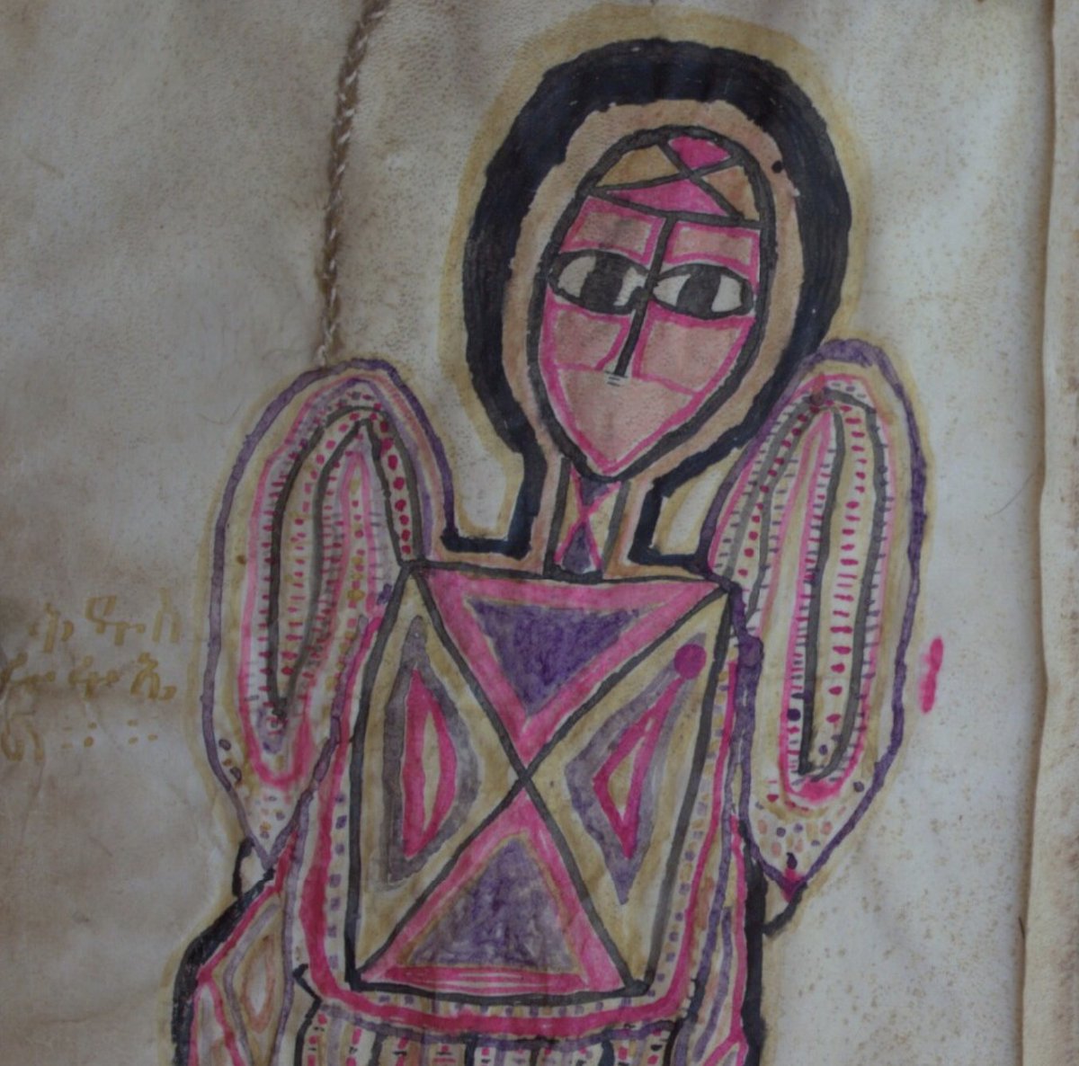 ArtEthiopic's tweet image. St Raphael the Archangel (ቅዱስ፡ ሩፋኤል፡) – modern pink and purple color pen on parchment 🩷

Ethiopia, 20th c.   #raphael #rufael #archangel #africanart