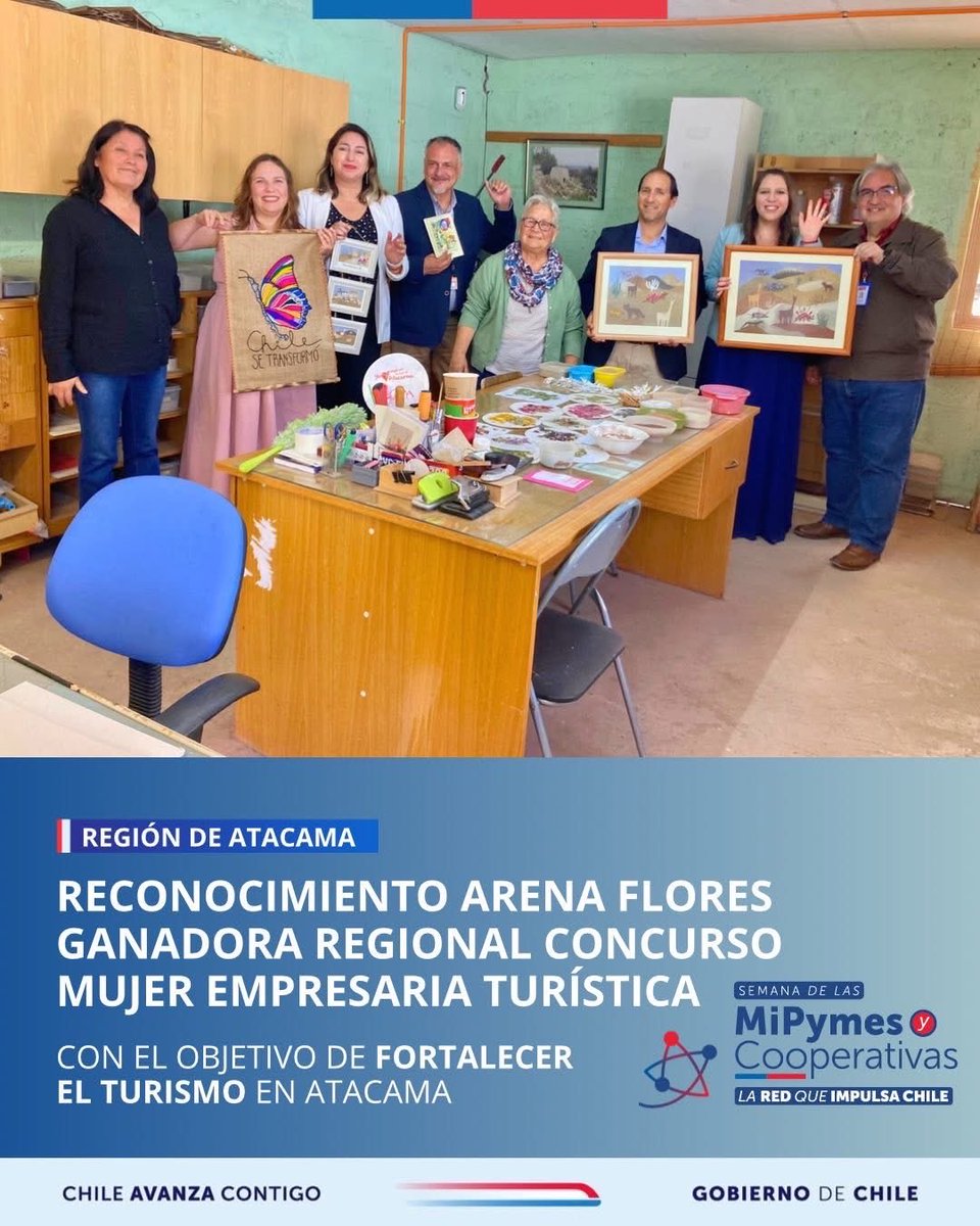 👏🌵 Finalizamos la Semana de las MiPymes y Cooperativas en Atacama reconociendo el talento local en el turismo; Chilli Trip, ganador regional del concurso Más Valor Turístico y Arena Flores, ganadora regional del concurso Mujer Empresaria Turística.