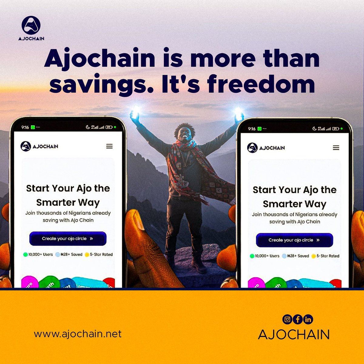 ajochain's tweet image. It’s freedom to plan🤔, grow🌱, and achieve your goals at your own pace✨.
As you unwind this weekend, remember — every smart saver starts with one small step.

👉 Take that step today: ajochain.net

Ajochain — Built on Community, Powered by Trust.
#Ajochain #SmartM