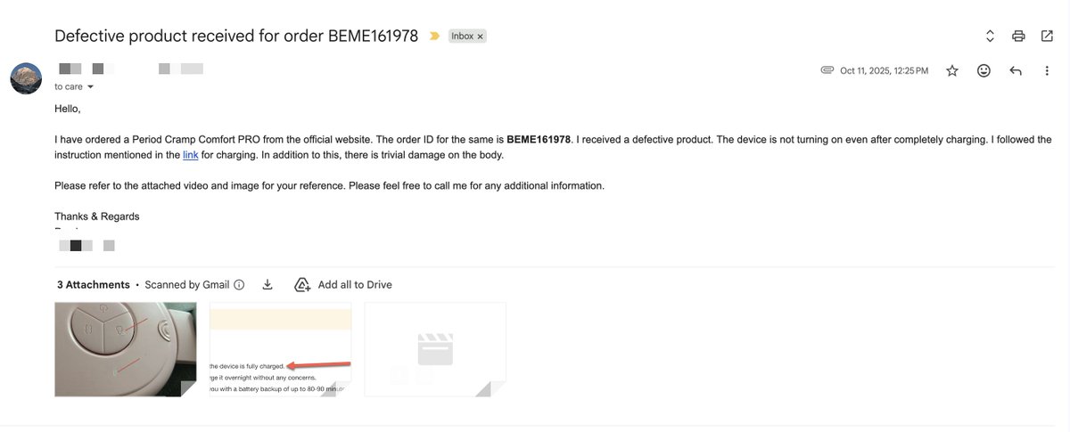 PravinkumarY11's tweet photo. @BeMe_Woman, please help me with the irresponsible behavior of the support team. ~ 1 month to get defective product replaced. The degree of carelessness/inefficiency is difficult to comprehend. Hoping the same people are not here to further complicate. Order ID: BEME161978 https://t.co/H2Ahpa08ew