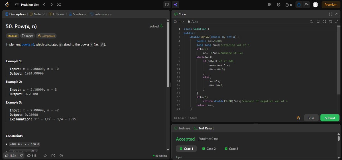 sahilontwiteer's tweet image. 🚀 100 Days of DSA – Day 12/100  
Topic: Recursion
Start: 26/06/2025  
 Goal: Master DSA in 100 Days   #100DaysOfDSA #DSA #Leetcode
