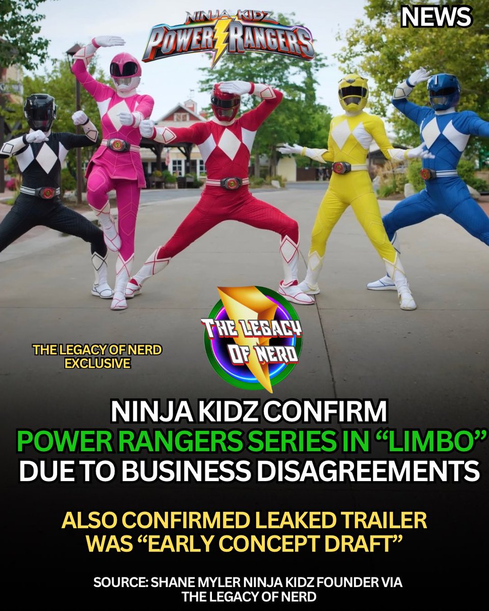 thelegacyofnerd's tweet image. 🚨BREAKING: The Legacy Of Nerd Confirms w/ Ninja Kidz that the upcoming Power Rangers Web Series in limbo 
Ninja Kidz Founder Shane Myler spoke w/ The Legacy of Nerd & confirms the upcoming web series is currently  in “limbo” due to business disagreements outside their control