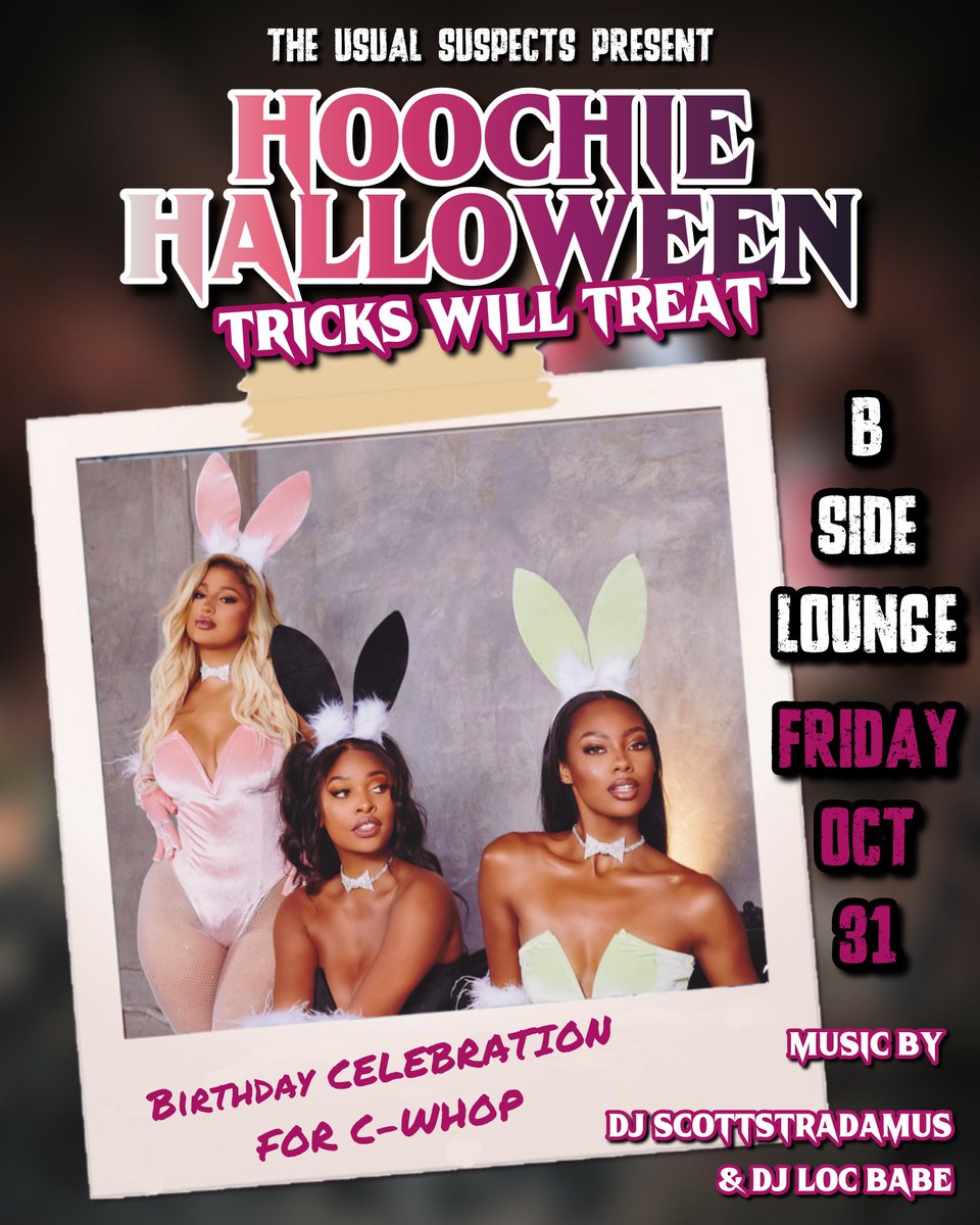 IcebergPreem's tweet photo. 🚨Tell a friend to tell a friend!!🚨 We just added @DjLocBabe to the line up for Hoochie Halloween along with @scottstradamus ! Pull up on us next Friday at Bside &amp; porty with the Usual Suspects for @C_Whop birthday! https://t.co/d6xFtwjJjZ