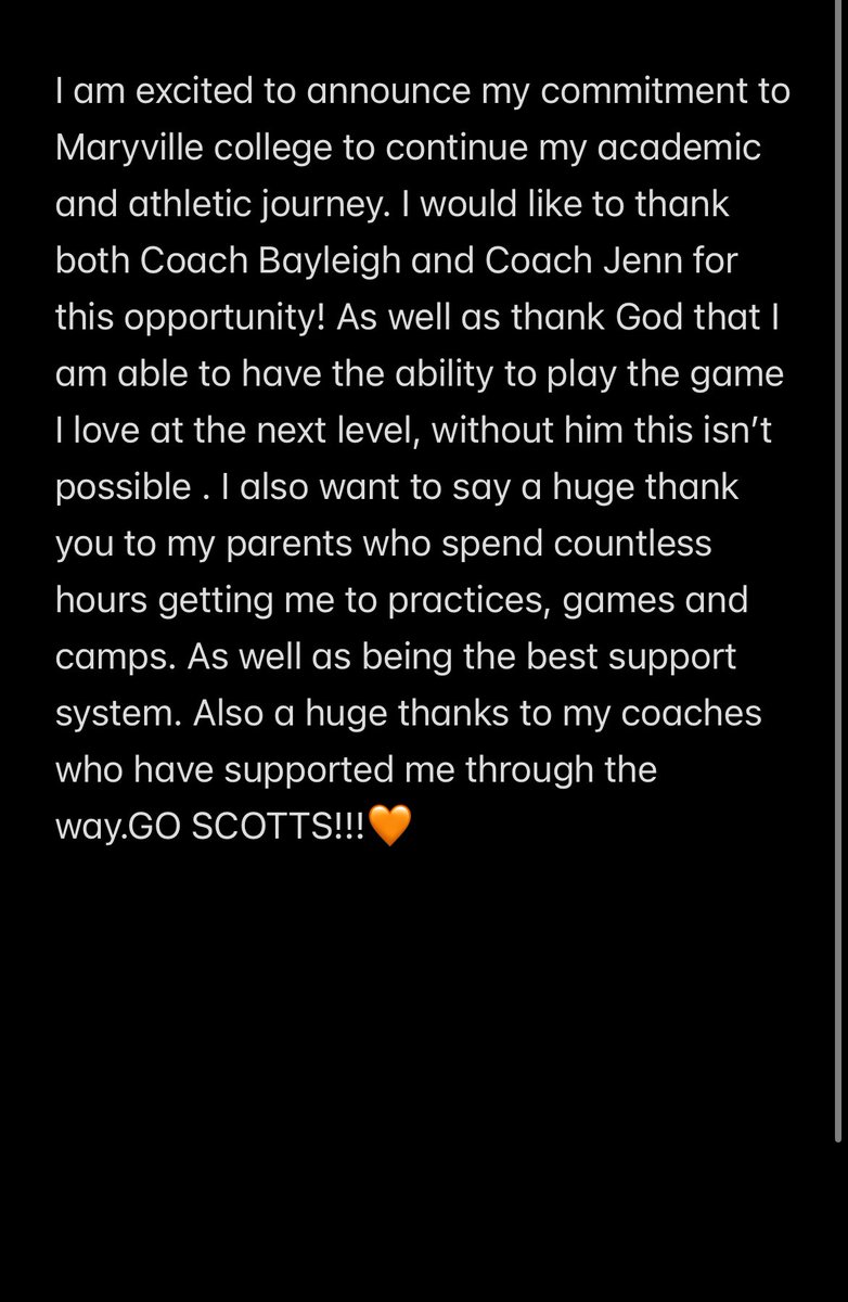 lylah_curry's tweet photo. I am so excited to announce I have verbally committed to Maryville college to continue my academic and athletic journey! I would like to thank Coach Bayleigh and Coach Jenn for this opportunity. 
@TNIllusions2026 @CoachBMasterson @jenica_brown18
@MCScotsSB https://t.co/z3Hd8L1dAM