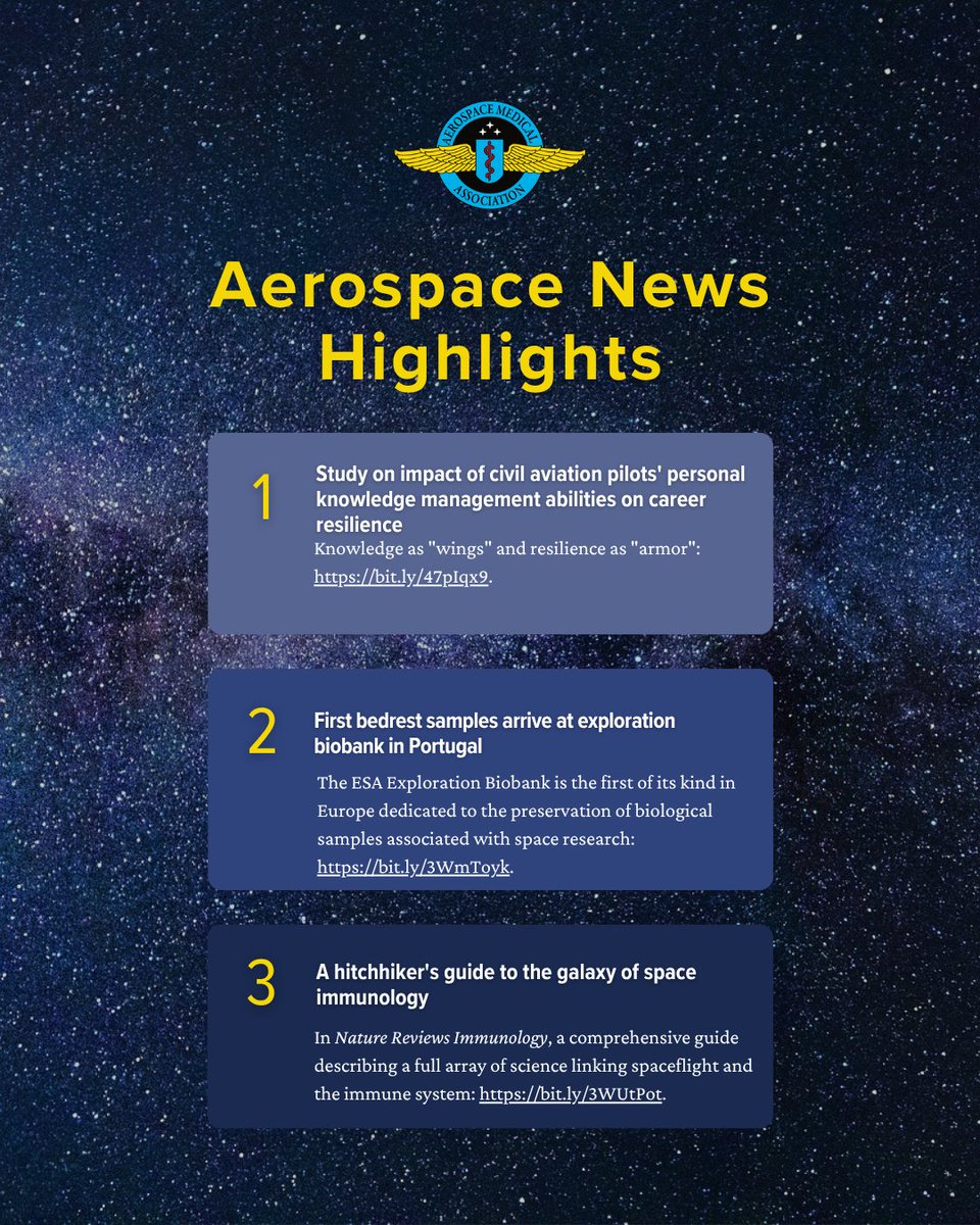 Happy Friday! Please enjoy this week's selection of #AerospaceMedicine and #AviationSafety news. For these and more, visit asma.org/aerospace-news….