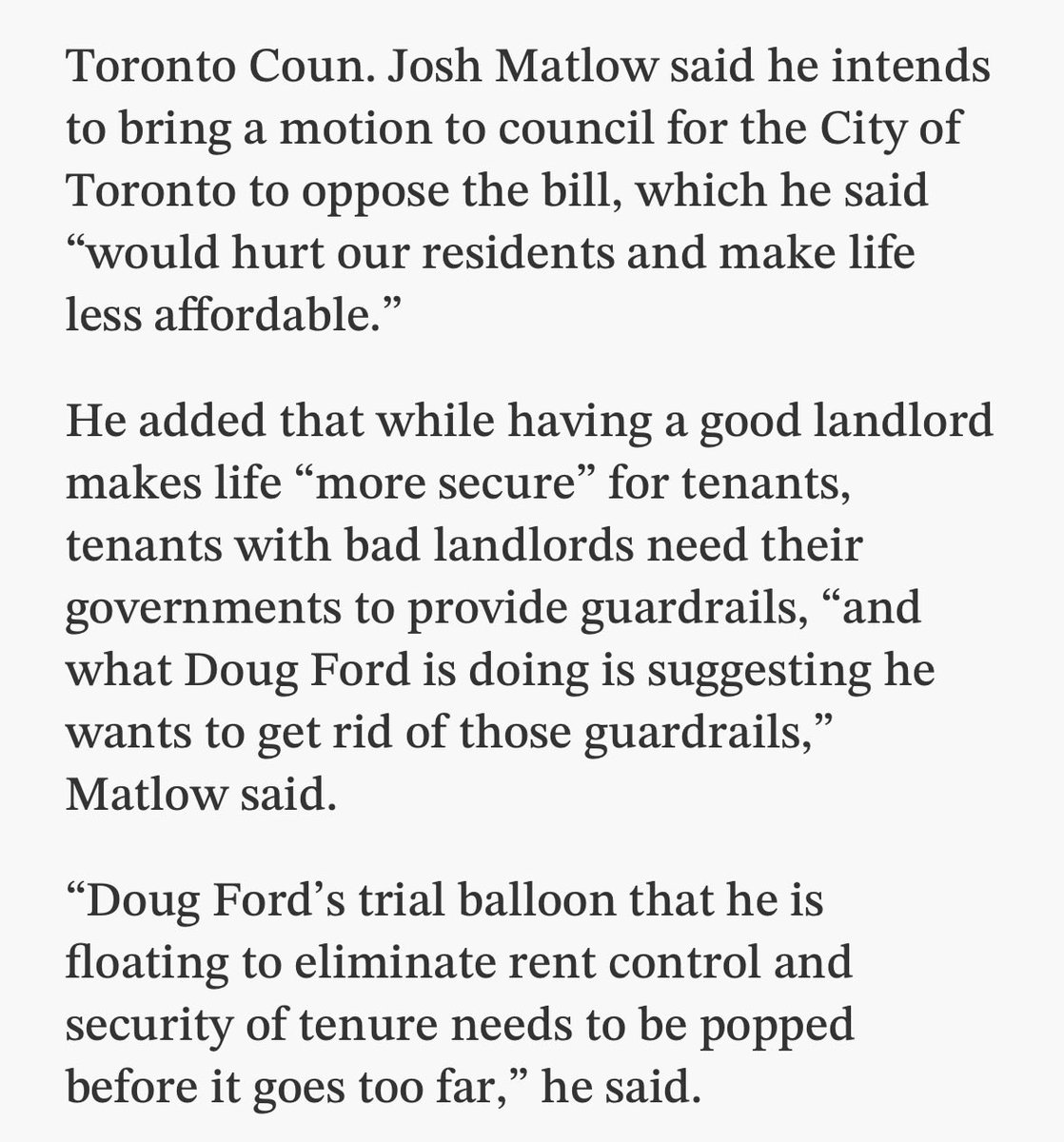 Housing experts are sounding the alarm about a new bill by the Doug Ford government proposing changes to security of tenure rules, which they say threatens the foundation of tenant protections and rent control in Ontario. thestar.com/real-estate/do…