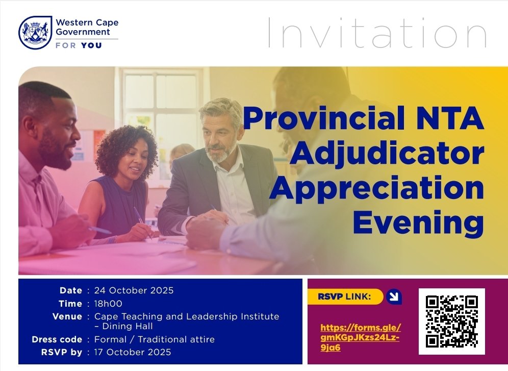 KarenR_Dudley18's tweet image. A wonderful evening celebrating our National and Provincial Teaching Awards winners and all the Adjudicators and staff who supported our nominees with @MinisterDavidMaynier @WCED_CTLI 👏 🏆 @teachingconnect
@WCEDnews @almaret_toit
@NTA
#TeachersMatter