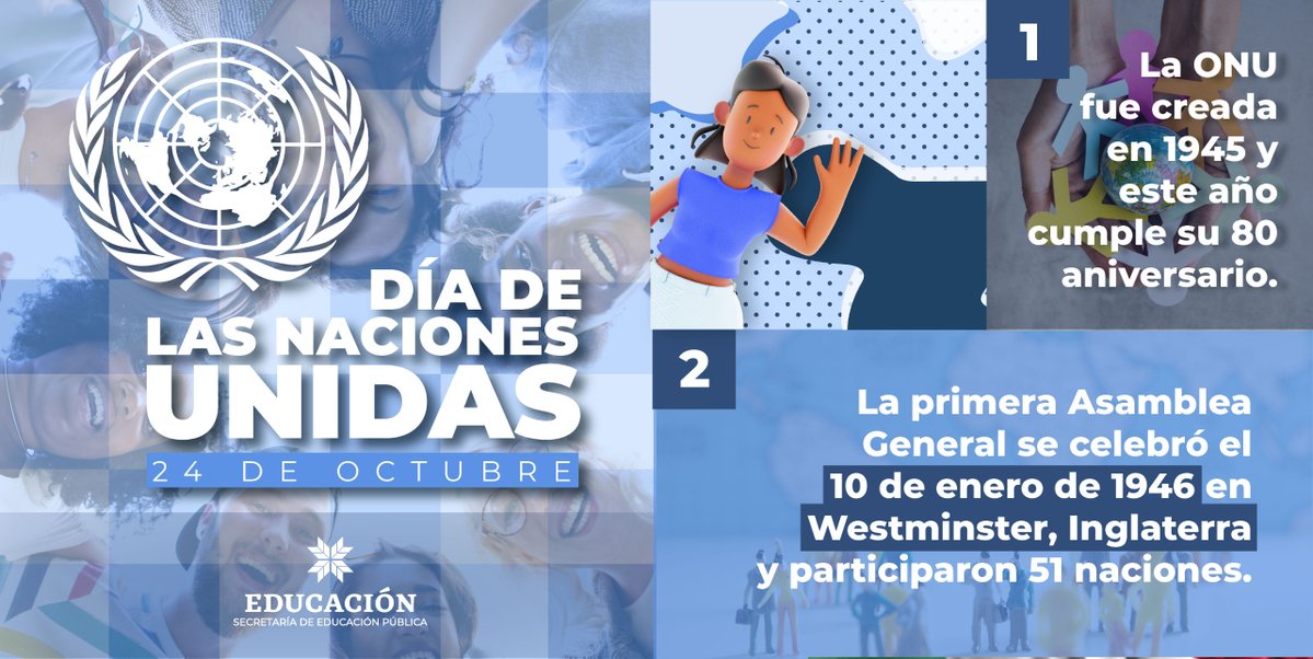 SEPHidalgo's tweet image. 🌍 24 de octubre — Día de las Naciones Unidas | En esta fecha se conmemora el trabajo de la ONU en favor de la paz, los derechos humanos, la cooperación internacional y el desarrollo sostenible en todo el mundo. 🤝✨
Un recordatorio de que los grandes retos globales solo se…