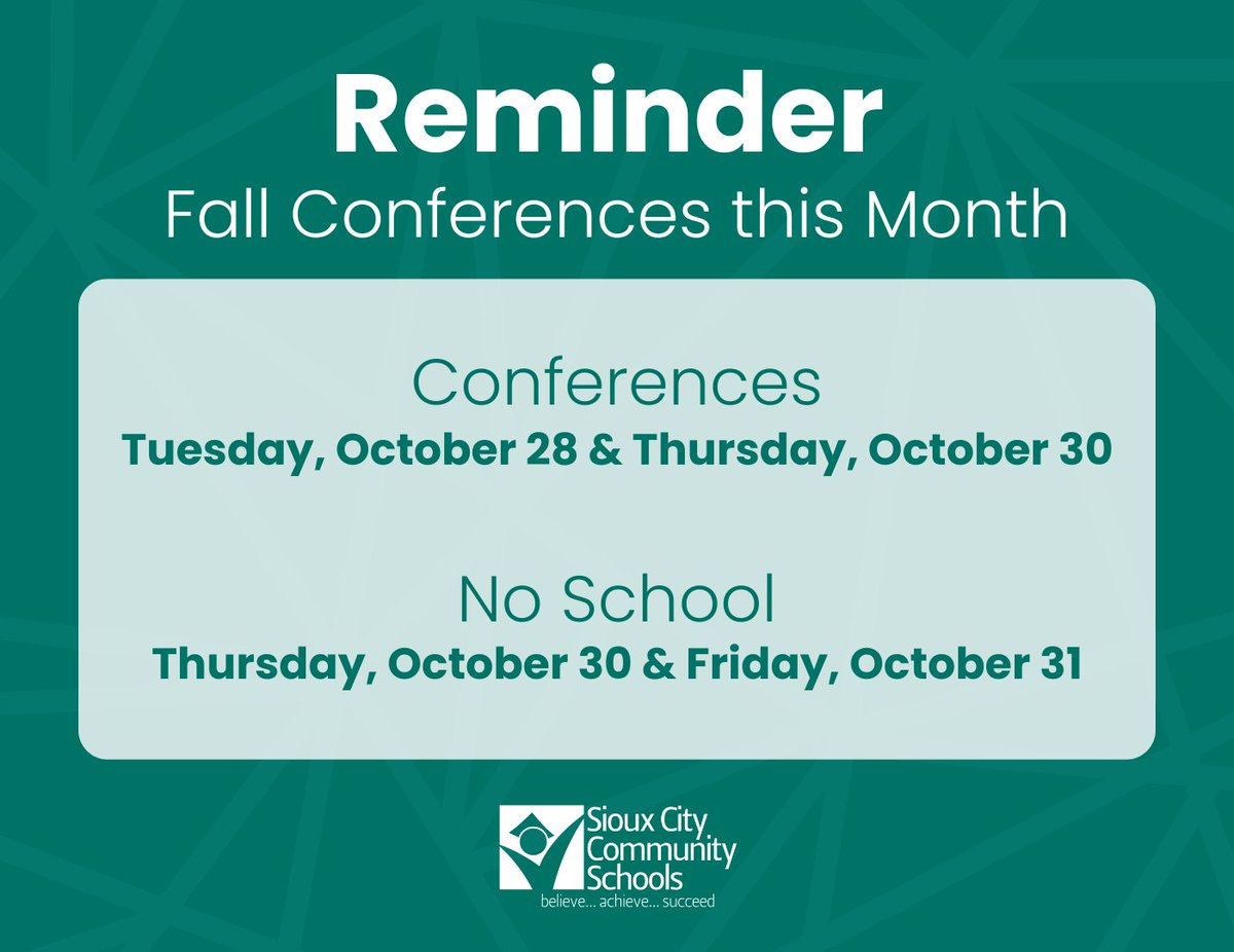 Reminder: Schedules throughout the #SCCSD will look a little different next week due to conferences!