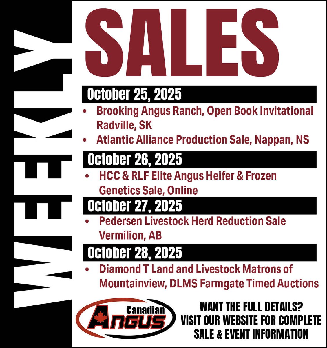 Looking for Canadian Angus cattle sales? Check out this week’s listings. Please visit our calendar for current sales and more details: cdnangus.ca/events/ #cdnangus