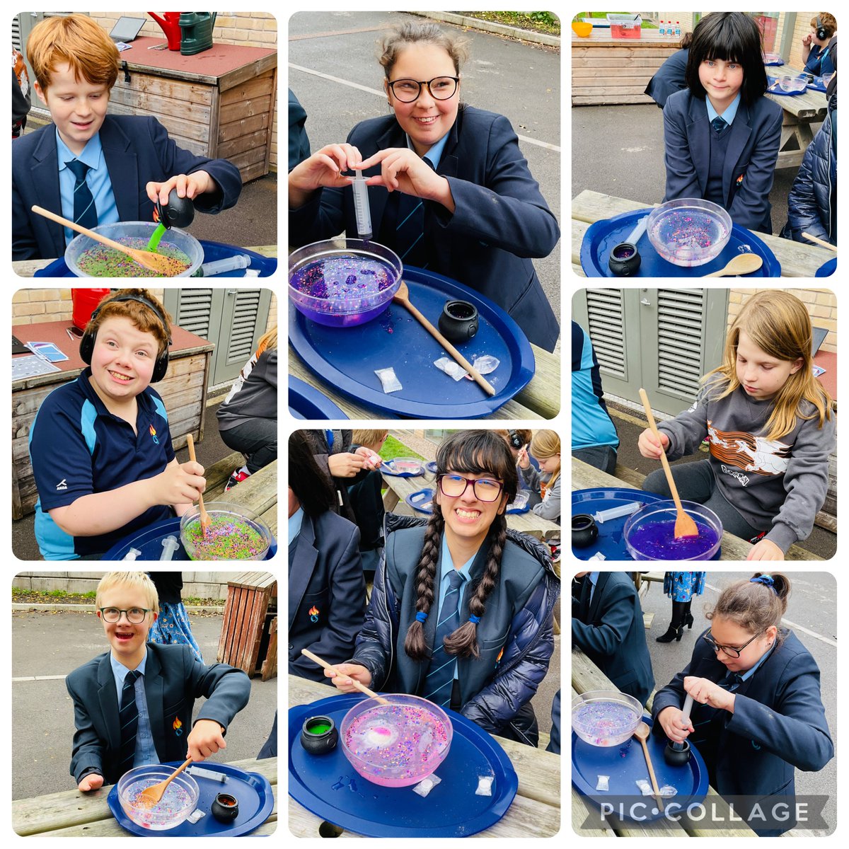 MCS_SRB's tweet image. Double, double toil and trouble; fire burn and cauldron bubble.  Potions and sensory exploration for Dosbarth Derwen, as their Halloween treat this week 🧙🎃🍂👻