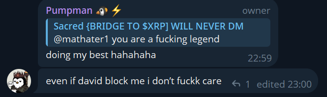 SacredWEB3's tweet image. Thanks to everyone who tuned in, for those who wonder how Pumpman is doing after David Schwarz blocked him, he is doing just fine. 

$XRP meme communities are fucking legendary.