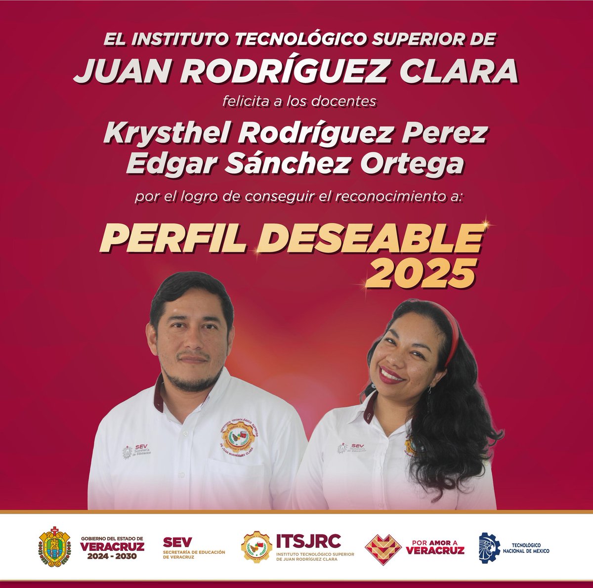 itsjrc2008's tweet photo. 𝐃𝐨𝐜𝐞𝐧𝐭𝐞𝐬 𝐝𝐞𝐥 𝐓𝐞𝐜𝐍𝐌 𝐉𝐮𝐚𝐧 𝐑𝐨𝐝𝐫𝐢́𝐠𝐮𝐞𝐳 𝐂𝐥𝐚𝐫𝐚, 𝐨𝐛𝐭𝐢𝐞𝐧𝐞𝐧 𝐞𝐥 𝐫𝐞𝐜𝐨𝐧𝐨𝐜𝐢𝐦𝐢𝐞𝐧𝐭𝐨 𝐚𝐥 𝐏𝐞𝐫𝐟𝐢𝐥 𝐃𝐞𝐬𝐞𝐚𝐛𝐥𝐞 𝐏𝐑𝐎𝐃𝐄𝐏

#PorAmorAVeracruz 
#PorAmorAlTecJRC 
#TodosSomosTecNM https://t.co/sOdv9U4D7g