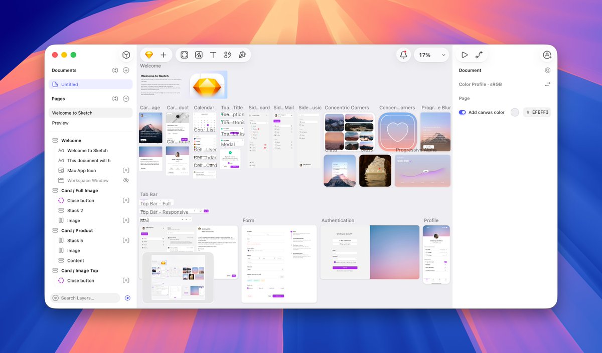 TGines's tweet image. It's been a minute since I've used Sketch, but I figured I'd try out the beta. When it first opened, this is the size it opened in, zoomed out to show the overwhelming number of elements. Sheesh.