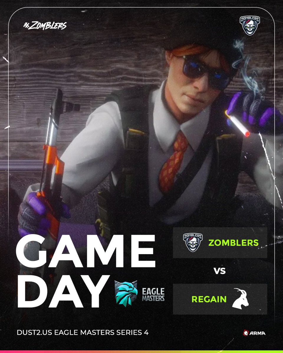 GAME DAY ✨

📅 TODAY ● 6:00PM (EST)

🔗 Match Page: 
HLTV.org/matches/238736…

Zomblers.CS2
🏆 @Dust2us
(Eagle Masters Series 4)
🆚 @RegainCS

Gonna be a great 
Best of 3! 😇

🇬🇧<a href="/CoolComs/">Connor</a>
🇺🇸<a href="/CAJUN_CS/">CAJUN</a>
🇺🇸<a href="/hamboogaCS/">HAMBOOGA LFT</a>
🇺🇸@GrapeCS2
🇺🇸<a href="/Pose1doNNo/">Pose1doNN</a>