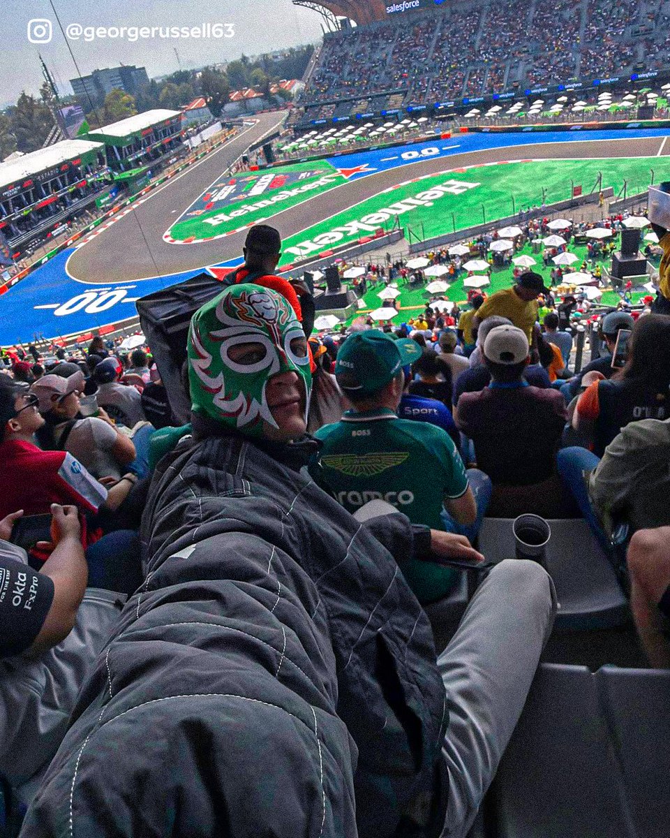 Undercover F1 driver alert! 🎭 George snuck into the stands to watch FP1 whilst Fred Vesti was driving his Mercedes 😯