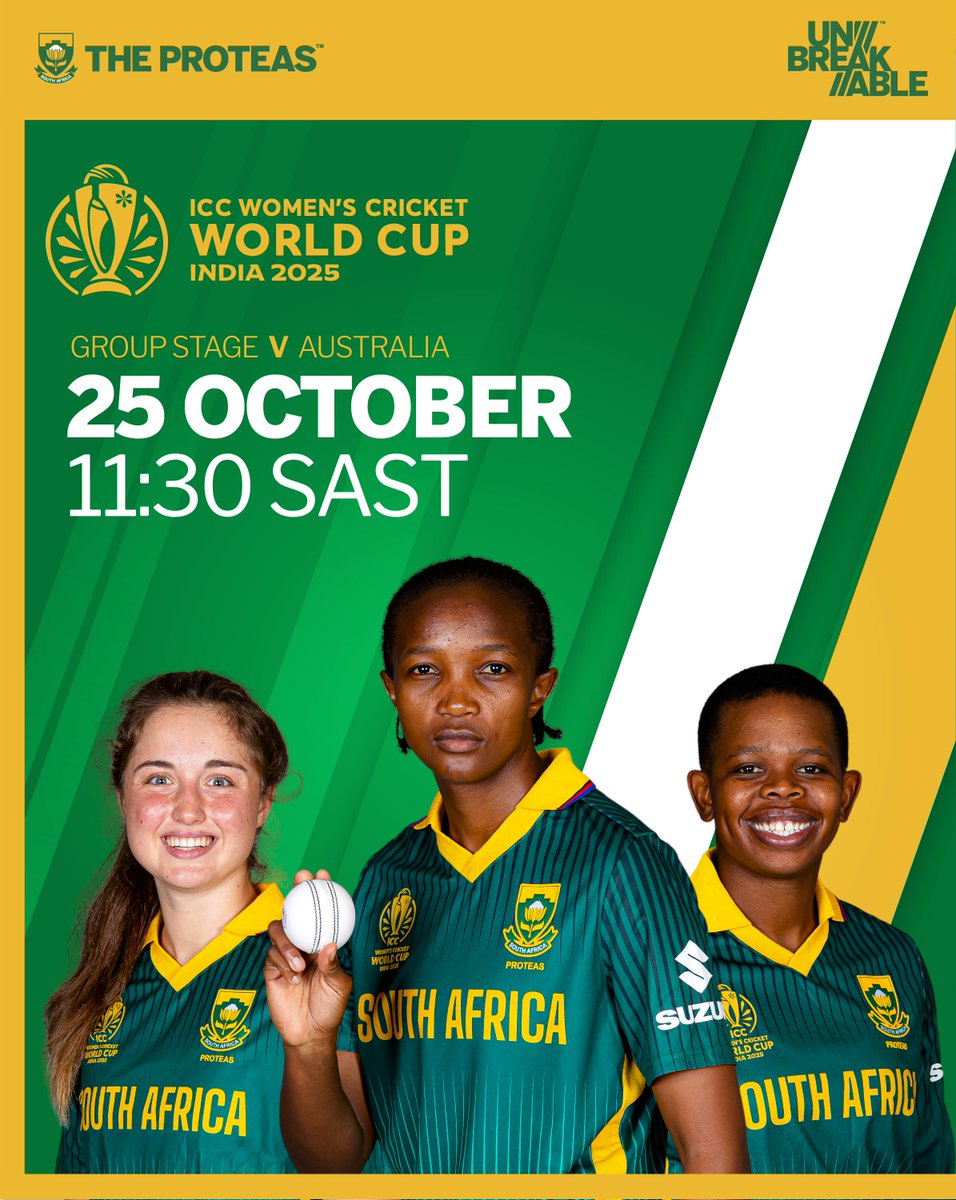 Top of the table showdown! 💥

#TheProteas Women take on Australia Women in a clash to decide who finishes at the top of the #CWC25 standings. 🏏😁

Catch every moment live on SuperSport! 📺

#Unbreakable