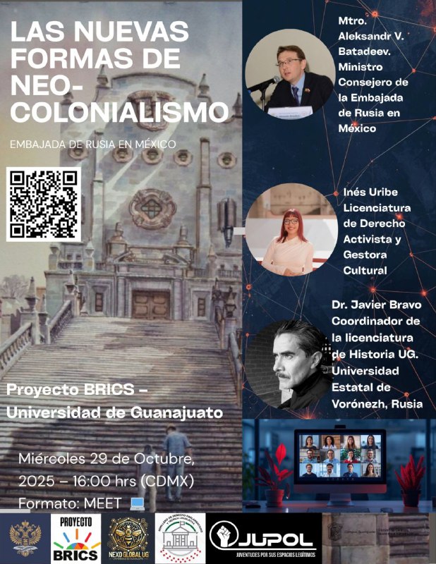 🌍 Conferencia Virtual: “Prácticas de NeoColonialismo”

¿Le interesan los temas internacionales, la geopolítica y los cambios en el orden mundial?

💬 Únase a esta charla abierta sobre los nuevos mecanismos de dominación económica, política e ideológica en el contexto global