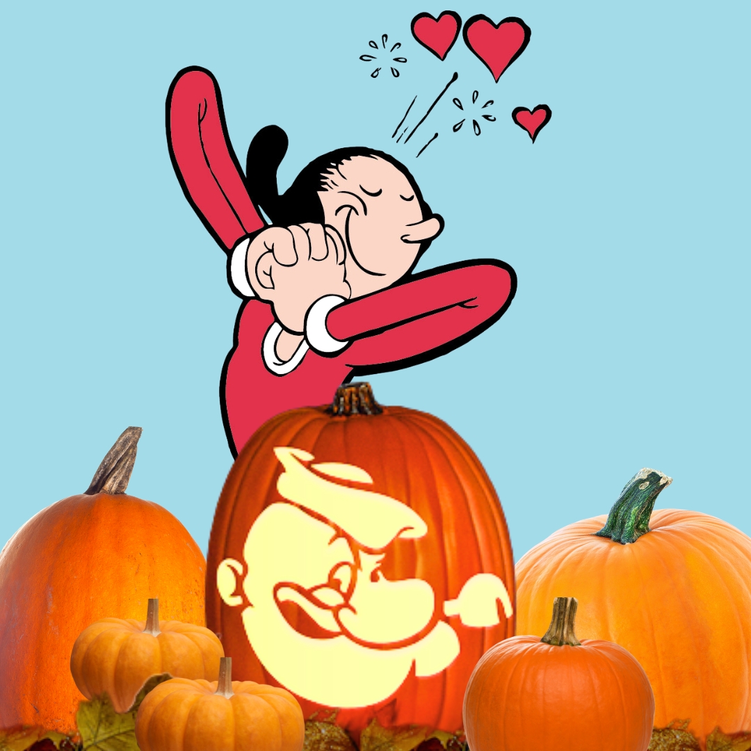 OliveOylLoves's tweet image. One week till Halloween, and I’ve gone and carved my sweet sailor’s face! 

#Oliveoyl #Pumpkincarving #Fallseason #Halloween #popeye