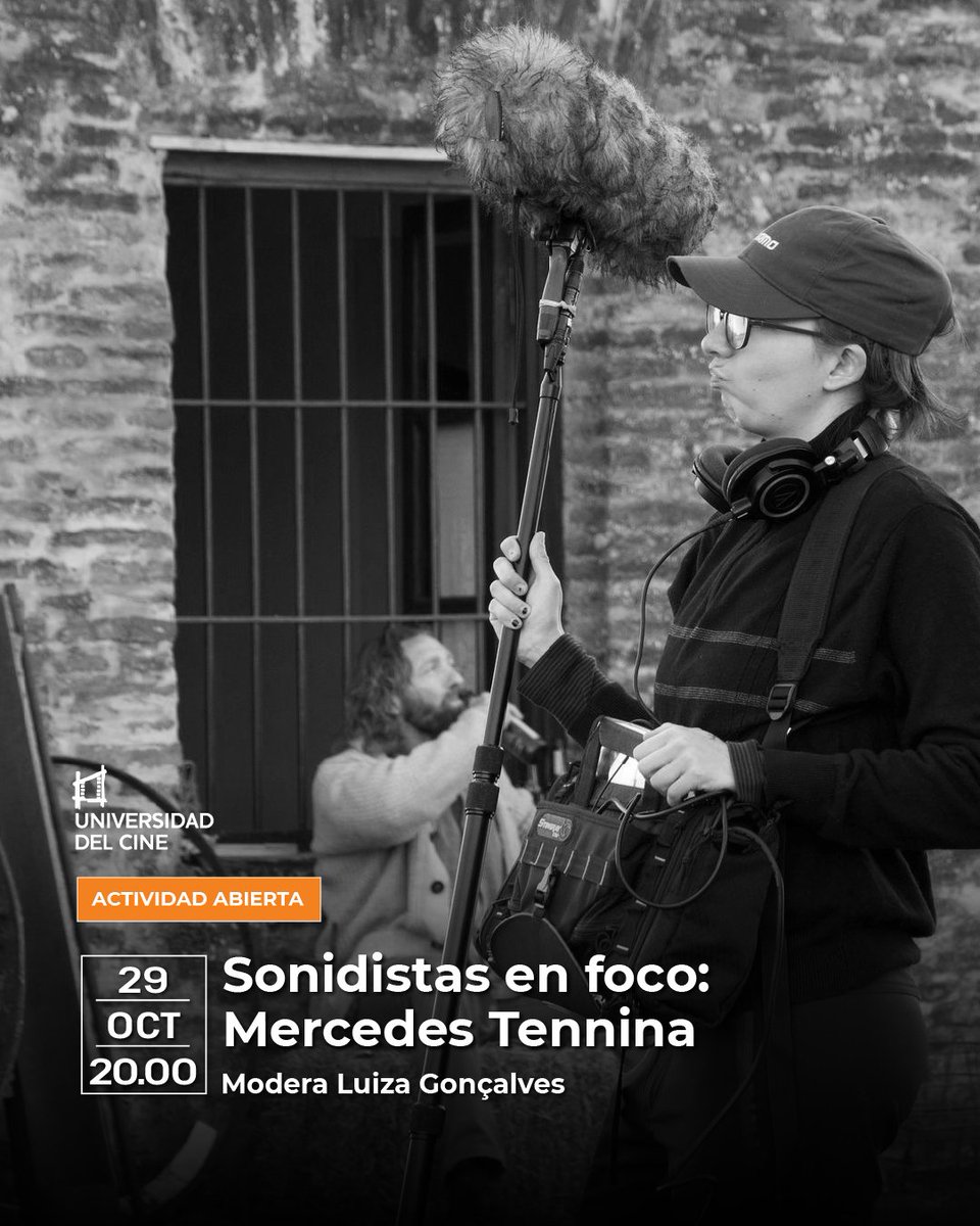 🎬 Este martes 29/10 a las 20 hs nos visita Mercedes Tennina, sonidista, mezcladora y ex presidenta de ASA🎧Se hablará sobre la evolución del sonido cinematográfico argentino, el rol del director de sonido y los desafíos de la mezcla.

📍 Pasaje Giuffra 330
🎟️ Entrada gratuita