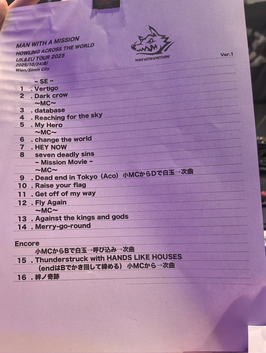 Yu_G029sakana's tweet image. 2025.10.24 Wienセトリ
#manwithamission 
#mwam
#マンウィズ
#handslikehouses