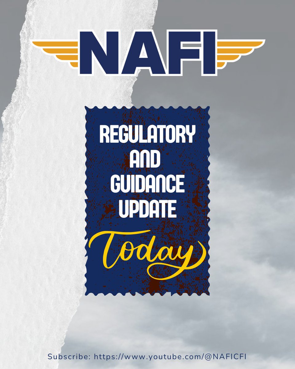 NAFIInstructors's tweet image. In this month’s Regulatory &amp;amp; Guidance Update, NAFI Program Development Manager Sarah Staudt breaks it all down for instructors and operators alike.

Watch the full update now on NAFI’s YouTube channel: youtu.be/bWt0_hgYG2o
 
#NAFI #FAA #FlightInstruction