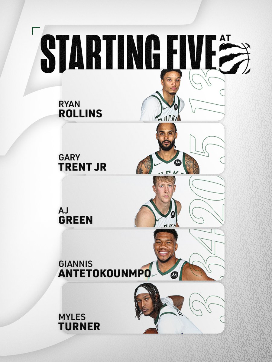 Bucks's tweet photo. Ryan Rollins gets the start in Toronto. https://t.co/ENAUqgktQK