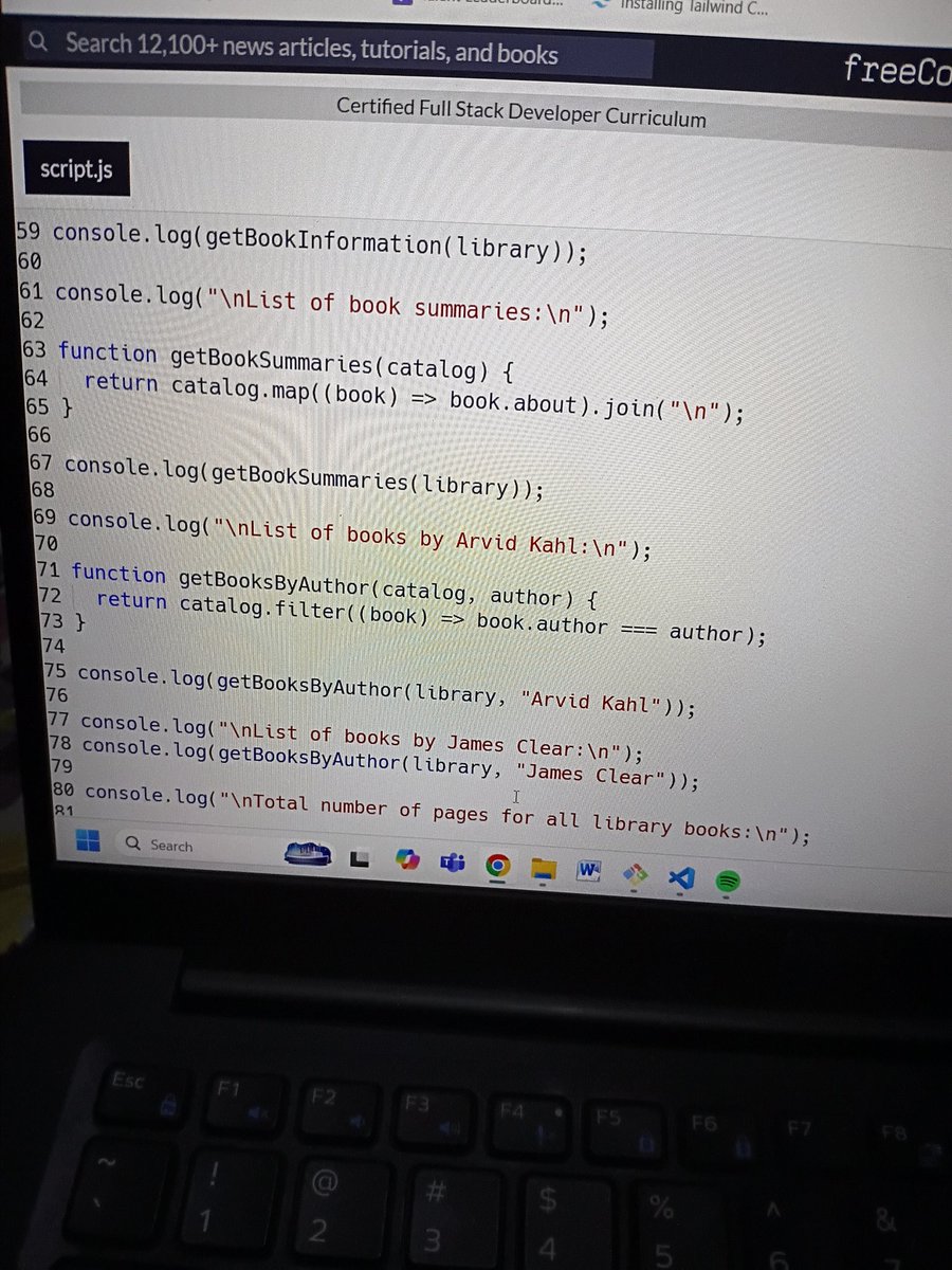 The_Webwhiz's tweet image. Day 38 of #100DaysOfCode 🚀 
Today I learned more about how;
- filter, reduce, sort, every() and some() method works
- method chaining works in JavaScript 
I then built a library manager to practice all I learnt.. 
#JavaScript #freecodecamp