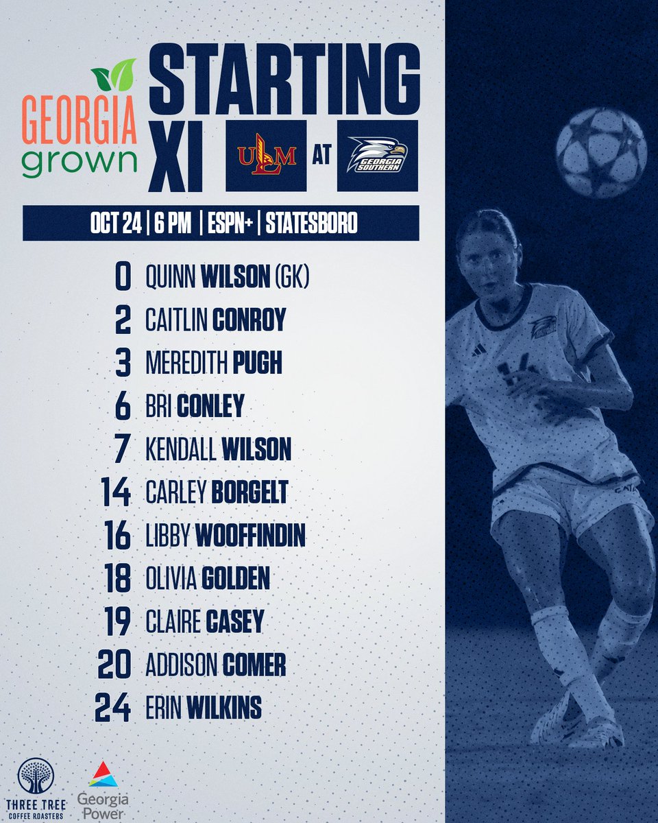 Here's your Senior Night Starting XI for 🦅⚽️ against the Warhawks, sponsored by <a href="/GeorgiaGrown/">GeorgiaGrown</a> !

#HailSouthern