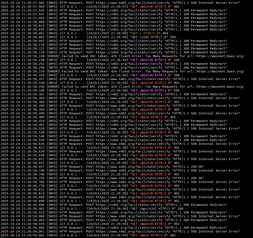 x101basebsc's tweet image. We seem to have put some pressure and challenges on x402 😂 @x402scan