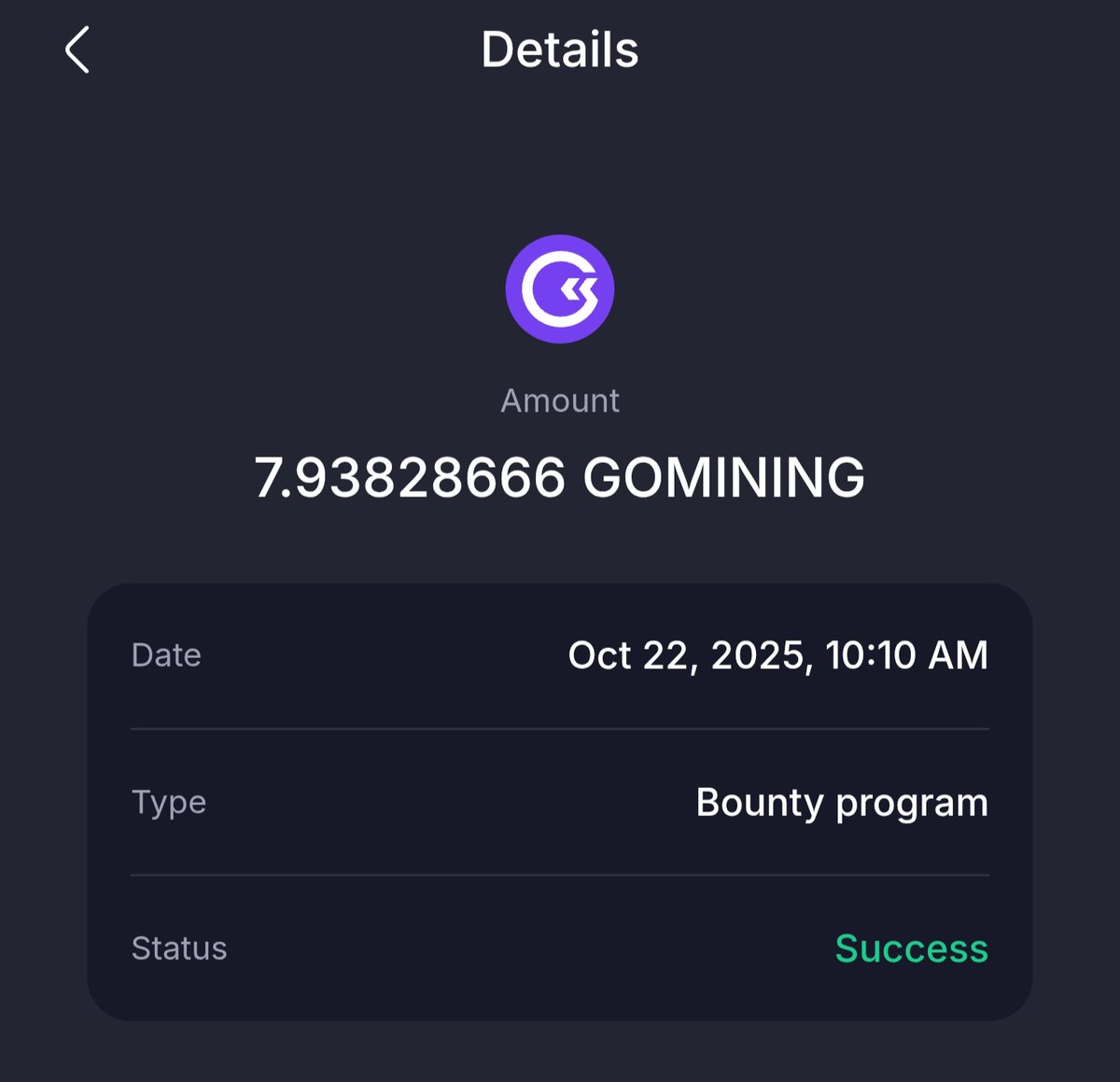 RecklessViperr's tweet image. 🟣7.938 GOMINING from the bounty program 🙏
Every small win fuels the bigger vision 💎
Brick by brick, hash by hash — we’re building the future ⚡🚀
#GoMining #CryptoJourney #BountyProgram #Bitcoin #PassiveIncome #Web3 #BuildingTheFuture #CryptoCommunity