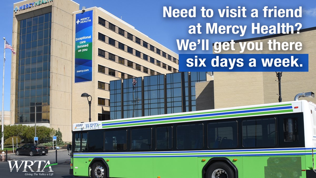 Need to visit a friend at Merch Health? Riders can get to medical appointments and more with WRTA. Visit our website to see all the destinations you can get to on each WRTA Fixed Route bit.ly/3Qbb2D4