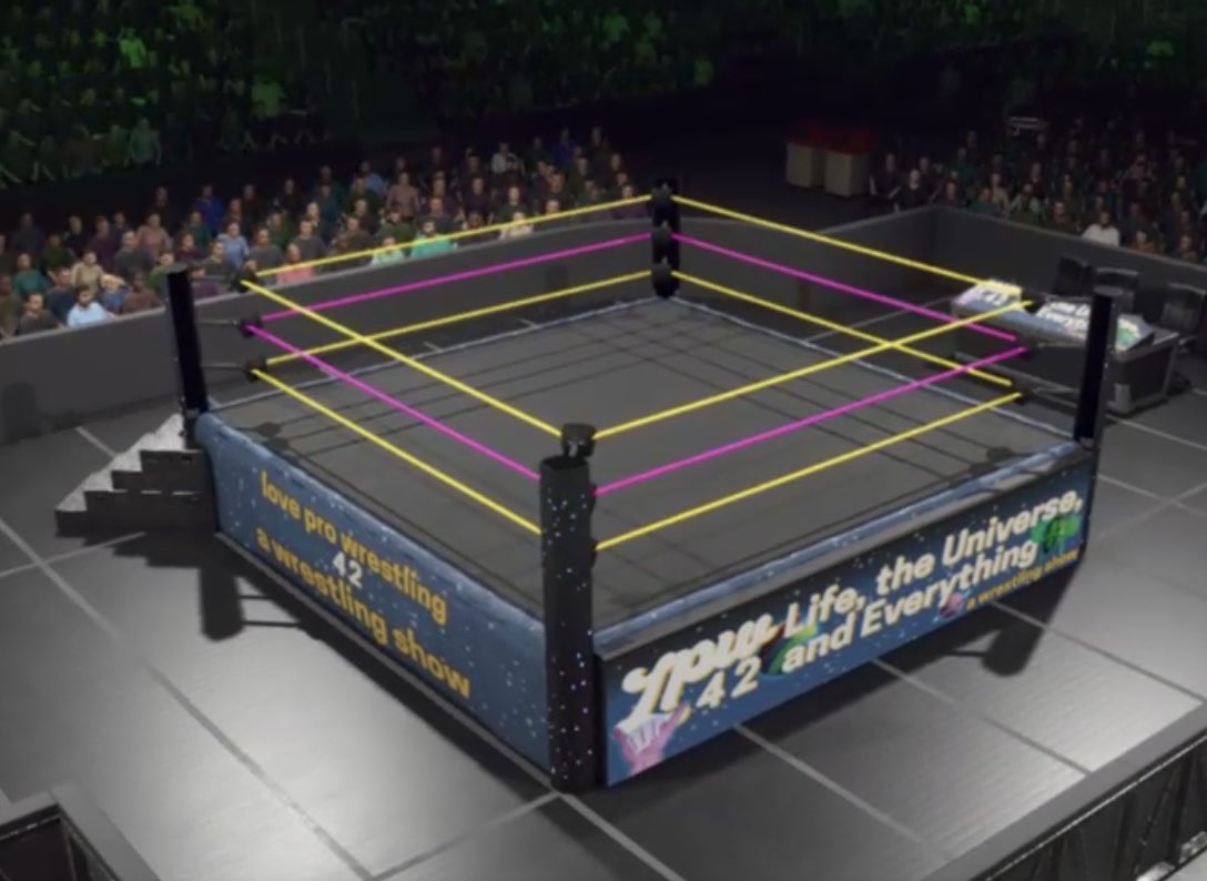 _Dustyn's tweet image. Don’t panic, the answer to everything is here! @LoveWrestlingCA LPW 42 arenas are now available in the #WWE2K25 Community Creations!

Search “LPW” or “EDMONTON” on PS4, Xbox One &amp;amp; PC to download!

Shoutout, as always to Zak, for the awesome graphics!