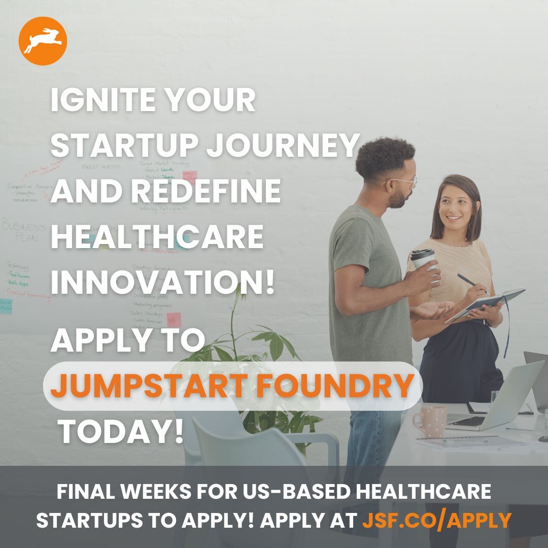 jsfoundry's tweet image. 2025 Q4 Cohort Applications close on November 7th!
We invest $150K in each selected startup + exclusive access to our Jumpstart Insight Program for growth-focused support. 

Apply today to Make Something Better with JSF! bit.ly/4n4zoeM

#HealthcareFounders #JSF