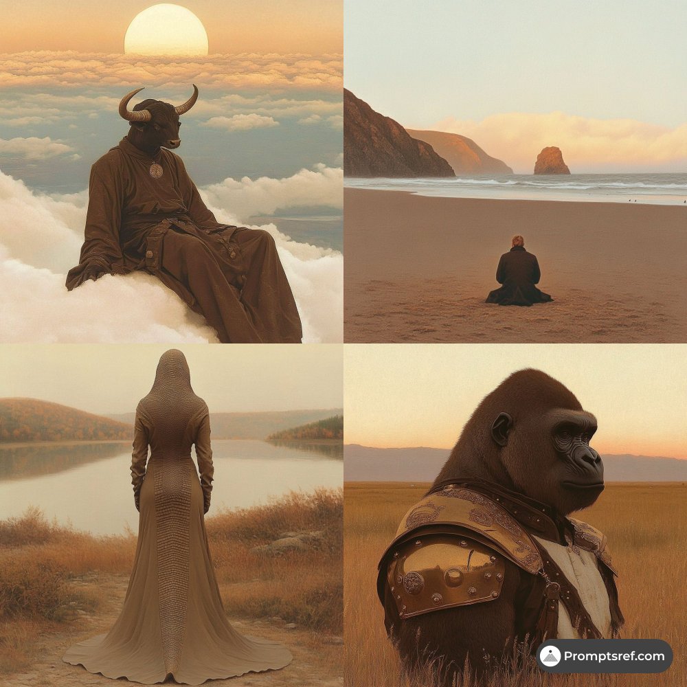 midjourney_sref's tweet image. Transform your visuals! 🌅
Use a cinematic sepia filter to create stunning art.  
✨ Emphasize soft, golden lighting and a dreamy vibe.  
Perfect for fantasy posters, game designs, or mythic illustrations. 
Elevate your creativity! #midjourney #sref
