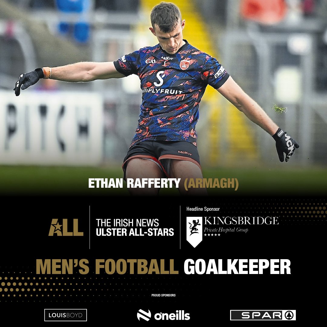 Congratulations to Ethan Rafferty of <a href="/ArmaghGAA/">Armagh GAA</a> and <a href="/GrangeGFC/">GrangeGFC</a> on being named Irish News Ulster Men’s All-Star Goalkeeper.

#INAllStars
