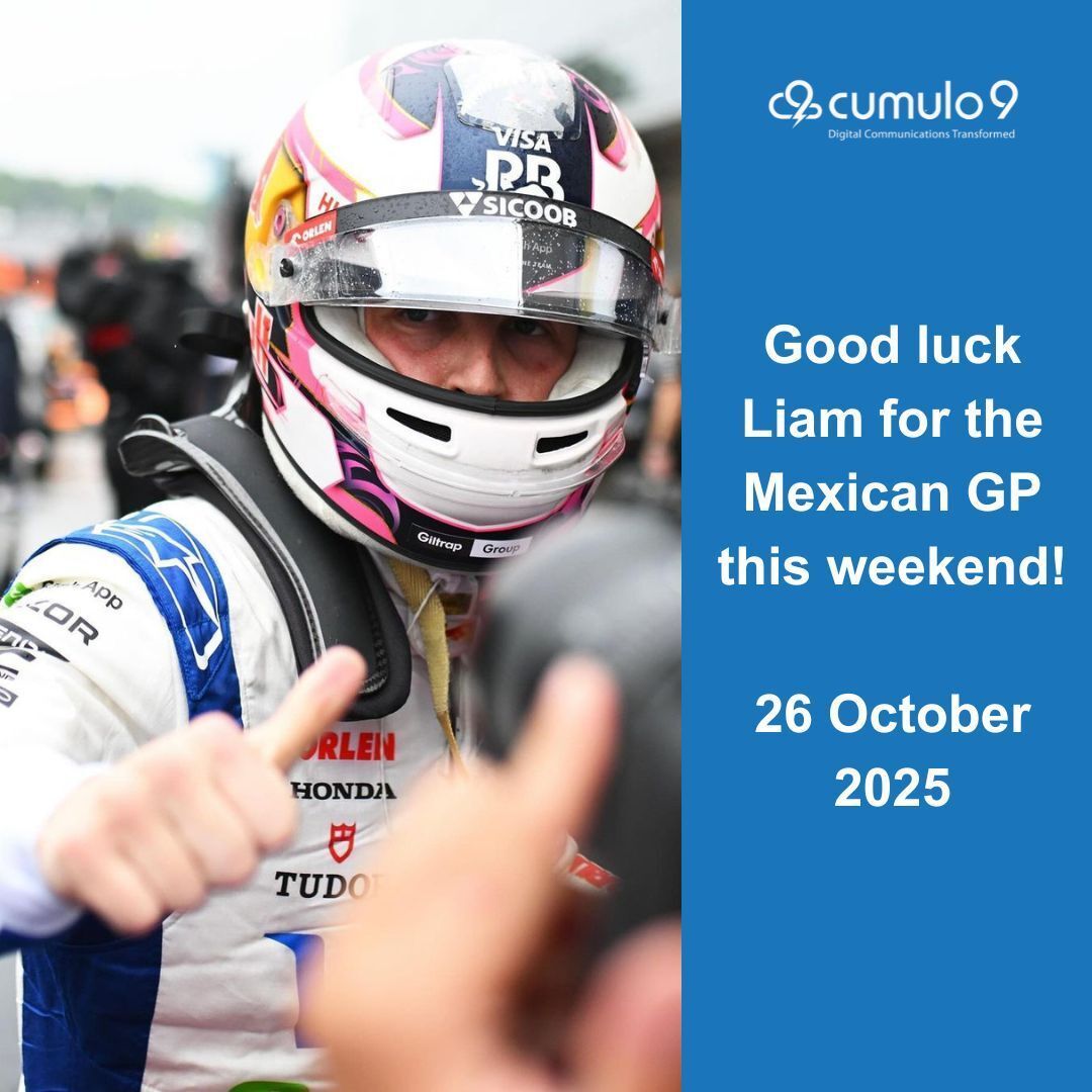 Cumulo9 is proud to support Liam Lawson on his incredible motorsport journey. This weekend, we’re cheering him on as he takes on the Mexico City Grand Prix. 
Liam’s drive and determination continue to inspire us.