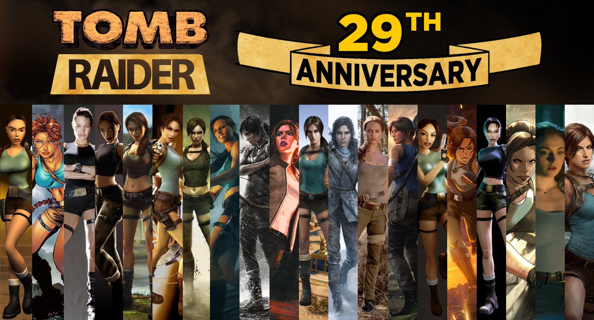 🎉 29 years ago, an adventuress changed the world of games &amp; our lives, forever.
Happy anniversary to the 1st game of the Tomb Raider franchise, which brings us all together &amp; has given us so much!
No matter the era we’re a fan of, we all share the same passion for Lara Croft! 😉