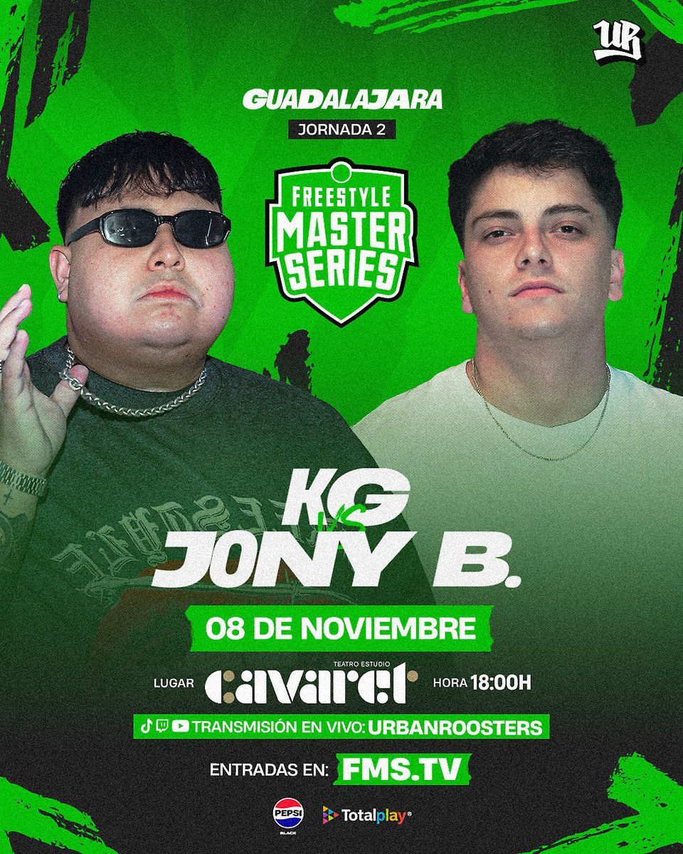 🔥¡𝗝𝗢𝗡𝗬 𝗕𝗘𝗟𝗧𝗥𝗔́𝗡 🆚 𝗞𝗚 𝗘𝗡 𝗚𝗨𝗔𝗗𝗔𝗟𝗔𝗝𝗔𝗥𝗔! ⚔️ 

El showman del fri fri y nuestro nuevo villano se enfrentan en la perla tapatía en una batalla llena de rimas funables 🥵

¿Quién ganará este 𝗕𝗔𝗧𝗔𝗟𝗟𝗢́𝗡? 🤩

#FMSMéxico 🇲🇽