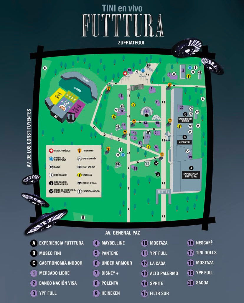 Mapa de #FUTTTURA con todos los stands🛸🛸