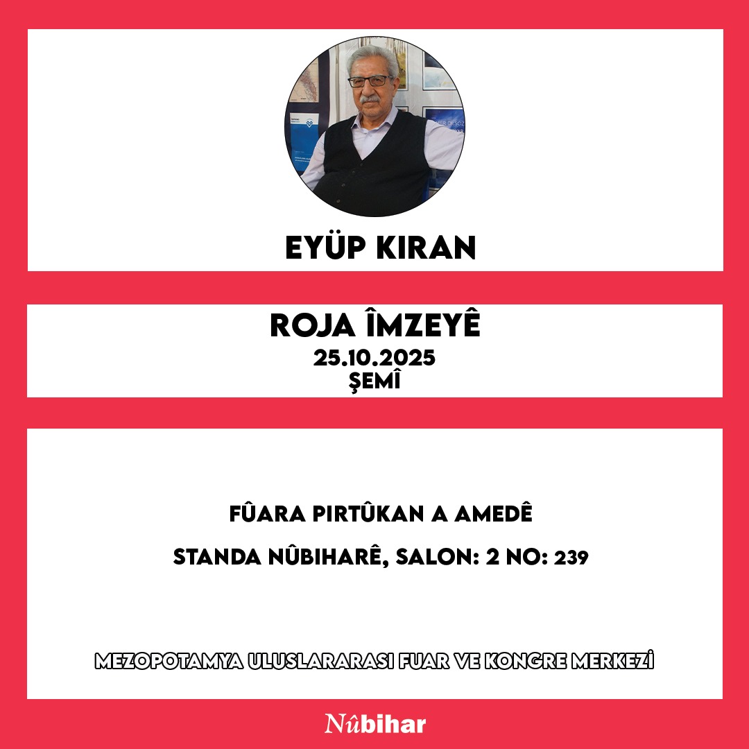 SilemanCevik's tweet photo. Li fuara Diyarbekirê du rojên dawîn.
4 nivîskarên me li standa me, li benda we ne:
-Eyüp Kıran,
-Kevok Mizgîn,
-Abdurrahman Gümgüm,
-Roşan Lezgîn.
Kerem bikin.
@eyubsinan @KevokMizgin @AbdGmgm @RosanLezgin @nubihar https://t.co/1bDuK3rSA2