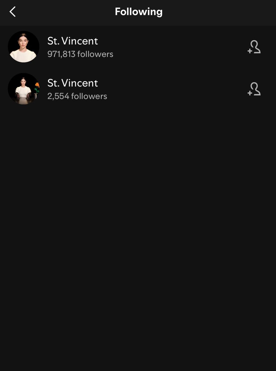 I love how the official Ghost profile on Spotify just follows St. Vincent…twice 😌