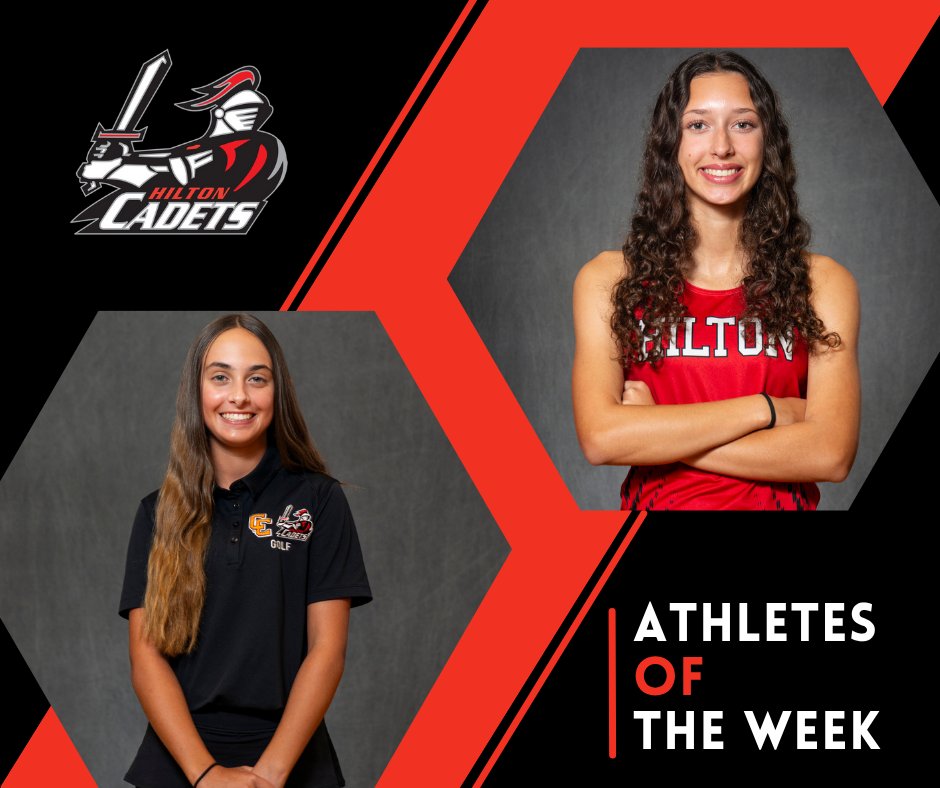 HiltonCadets's tweet image. Congratulations to Reagan Paolini #HiltonGirlsGolf and Lily Attoma @hiltontrack. They are our #CadetNation 𝙖𝙩𝙝𝙡𝙚𝙩𝙚𝙨 𝙤𝙛 𝙩𝙝𝙚 𝙬𝙚𝙚𝙠  #WeAreHilton🍎