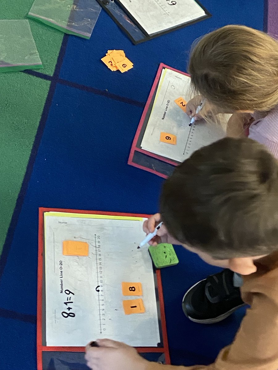 Adding on a number line ✅. Our first grade mathematicians are learning many strategies.