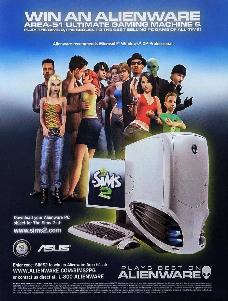 Sims_Nostalgia's tweet image. "Win an Alienware PC" competition for The Sims 2 in 2004