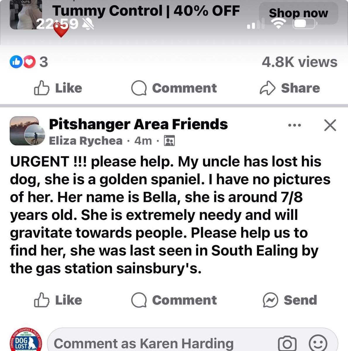 rosieDoc2's tweet image. 🆘 NO PHOTOS OF BELLA - pls lookout in #SouthEaling a golden #Spaniel 
Around 7/8 yrs EXTREMELY NEEDY DOG 
Last seen by the #GasStation #Sainsburys TY 
@SouthEalingRoad @SEalingPharmacy @Southealing1 @USPIZZAEALING @_EalingNews @TheEalingRoad @OfSouthall @dotslondon @HunnyJax