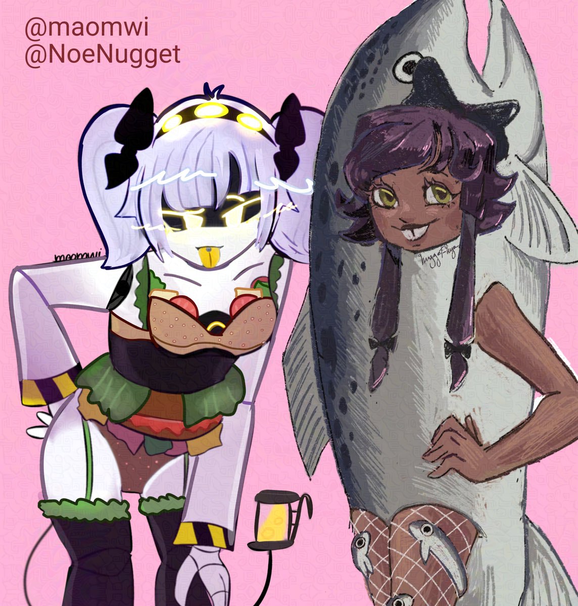 Girls ready for Halloween 👻🎃 
Collab with <a href="/maomwi/">Mimi 𐔌՞ ܸ.ˬ.ܸ՞𐦯 (comms open)</a> she did an amazing job with J
#jessa #murderdronesfanart