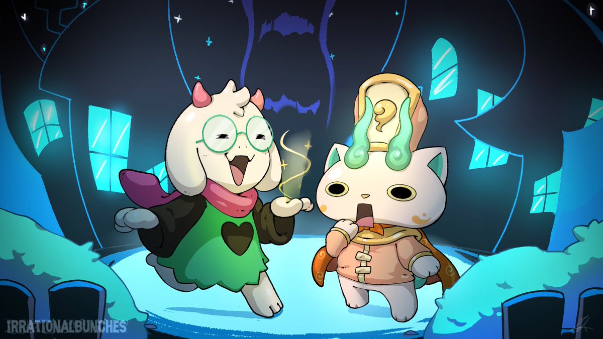 Ralsei’s new apprentice in fluff and healing arts..
Komasans dark world design was super fun to make!! 

(feel free to drop more suggestions!!)
#DELTARUNE #妖怪ウォッチ